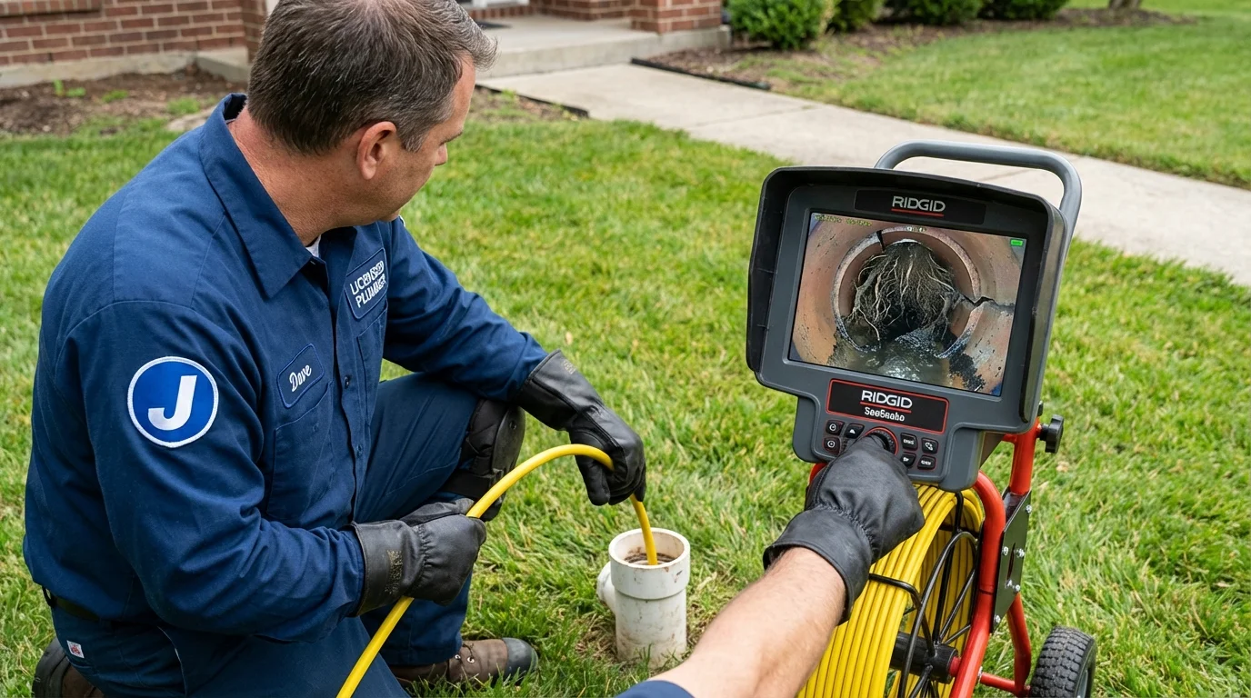 Sewer camera inspection being performed by Johns Plumbing LLC in Farmersville